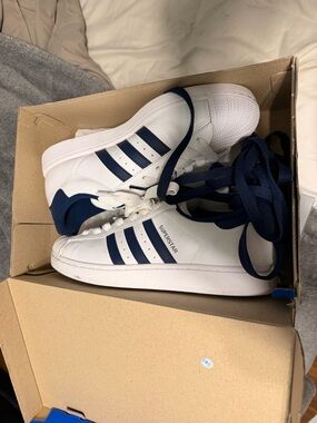 adidas White and Navy Low-Top Sneakers